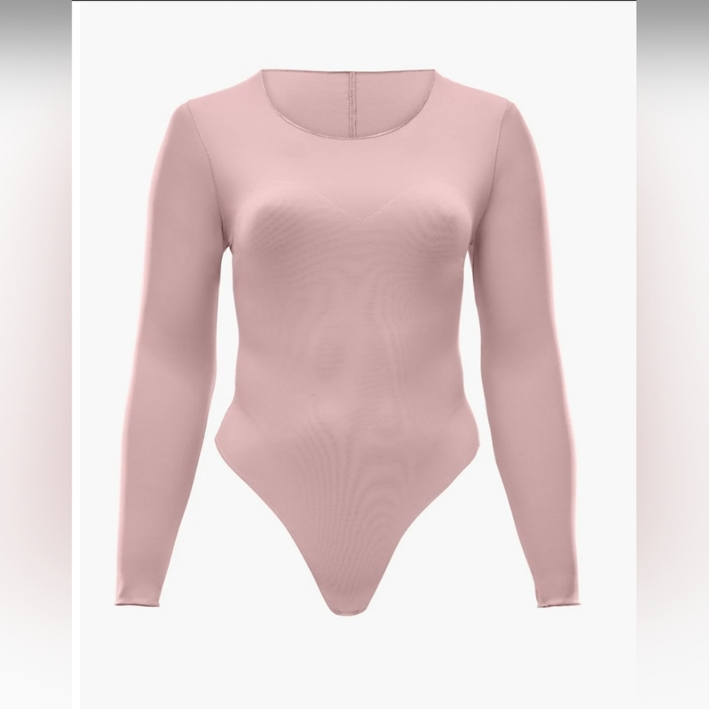 YITTY By Lizzie Pink Mesh Sweetheart Neckline Bodysuit